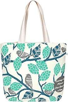 Ecoright Large Canvas Tote Bag for Women, Zipper Handbags for Women Inner Pocket for Shopping, Office & Daily Use