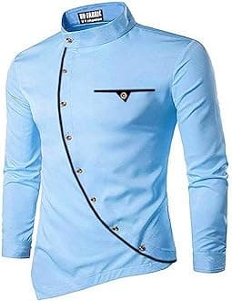 UD FABRICMen's Plain Curve Solid Slim Fit Cotton Shirt