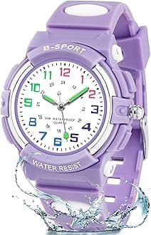 Kids Watch for Boys Girls Ages 4-15, Analog Quartz Watch with Soft TPU Band，30M Waterproof Outdoor Sports Watches，Learning Time Children Teenager Watches