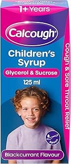 Calcough Children's Syrup, Cough & Sore Throat Relief for 1+ Year, Blackcurrant Flavour, 125ml