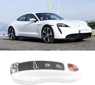 Jaronx Compatible with Porsche Key Fob Cover for Cayenne Panamera 2018-2024, Carrera Taycan Key Accessories 2020-2024 (Pearl White-New)