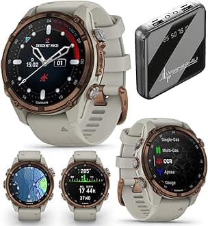 Garmin Descent Mk3 & Mk3I 51 MM & 43 mm, Titanium Dive Computer - Extra-Long Strap | Up to 25 Days Battery Life, AMOLED Display, Multi-Band GPS Smartwatch & Gift Bundle (010-02753-13)