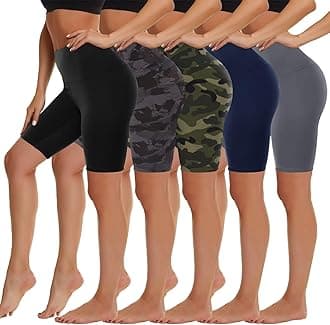 HIGHDAYS 5 Pack High Waist Biker Shorts for Women - 8" Soft Spandex Workout Yoga Running Athletic Shorts