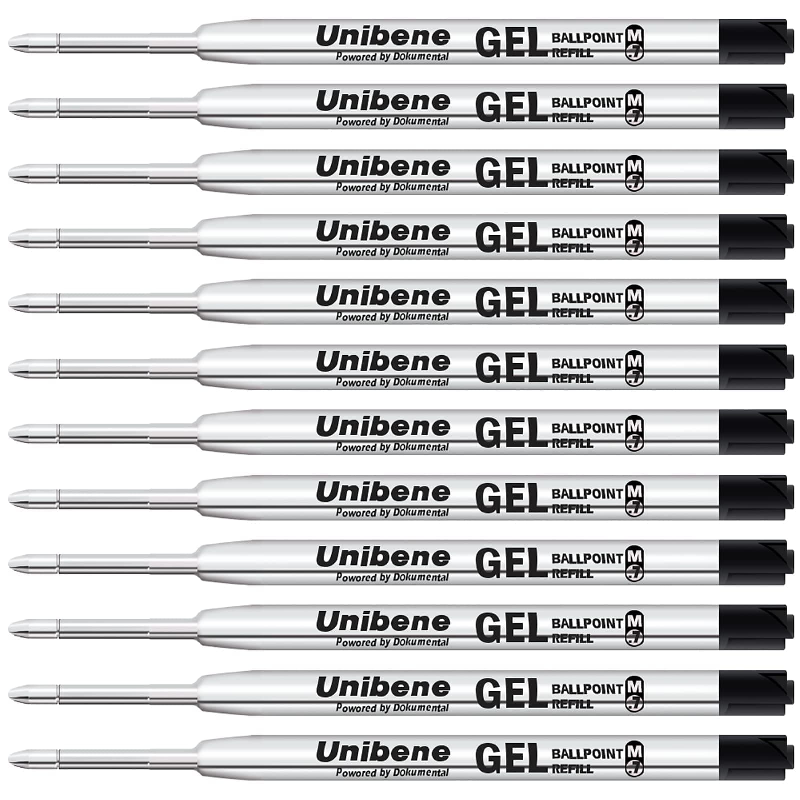 Parker Compatible Gel Ink Ballpoint Refills 12 Pack,0.7mm Medium Point-Black, Smooth Writing Replaceable German Ink Tactical Pen Refills for Parker Ballpoint/UZI Pen