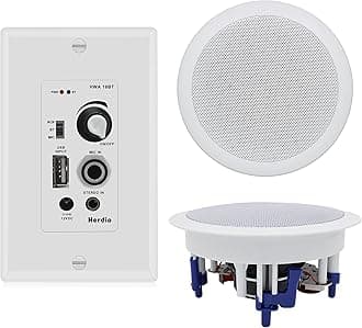 Herdio 5.25 inch Celing Speakers with Wall Mount Amplifier Set
