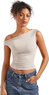 SUUKSESS Women Off Shoulder Tops Sleeveless Shirts Y2K Going Out Crop Tank Top