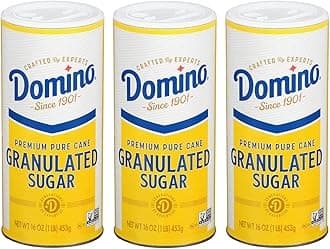 Domino White Granulated Pure Cane Sugar, 16 Oz Canister (Pack of 3)