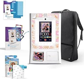 Sprocket Photo Booth Machine Instant Color Photo Printer (White) Gift Bundle + Zink Paper (100 Sheets) + Padded Carrying Case + Premium Screen Protector (x2) + Decorative Sticker Frames (x15)
