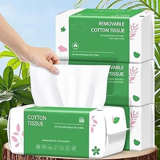 Disposable Face Towel, 400 Count Biodegradable Face Clean Towels, for Washing Soft Cotton Dry Wipes Facial Cloths Towelettes for Washing and Drying, Facial Tissue for Cleansing