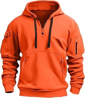 Hoodies for Men Quarter Zip Hoodie Lightweight Sweatshirt Pullover Oversized Hooded Tshirts with Pocket