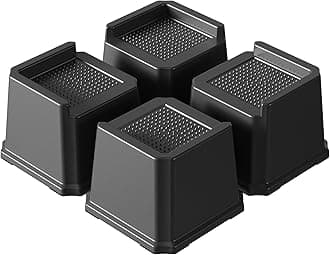 Bed Risers 3 Inch Heavy Duty 4 Pack L-Shaped Bed Furniture Elevators 1,500 lbs Lifts Up Riser for Sofa and Table