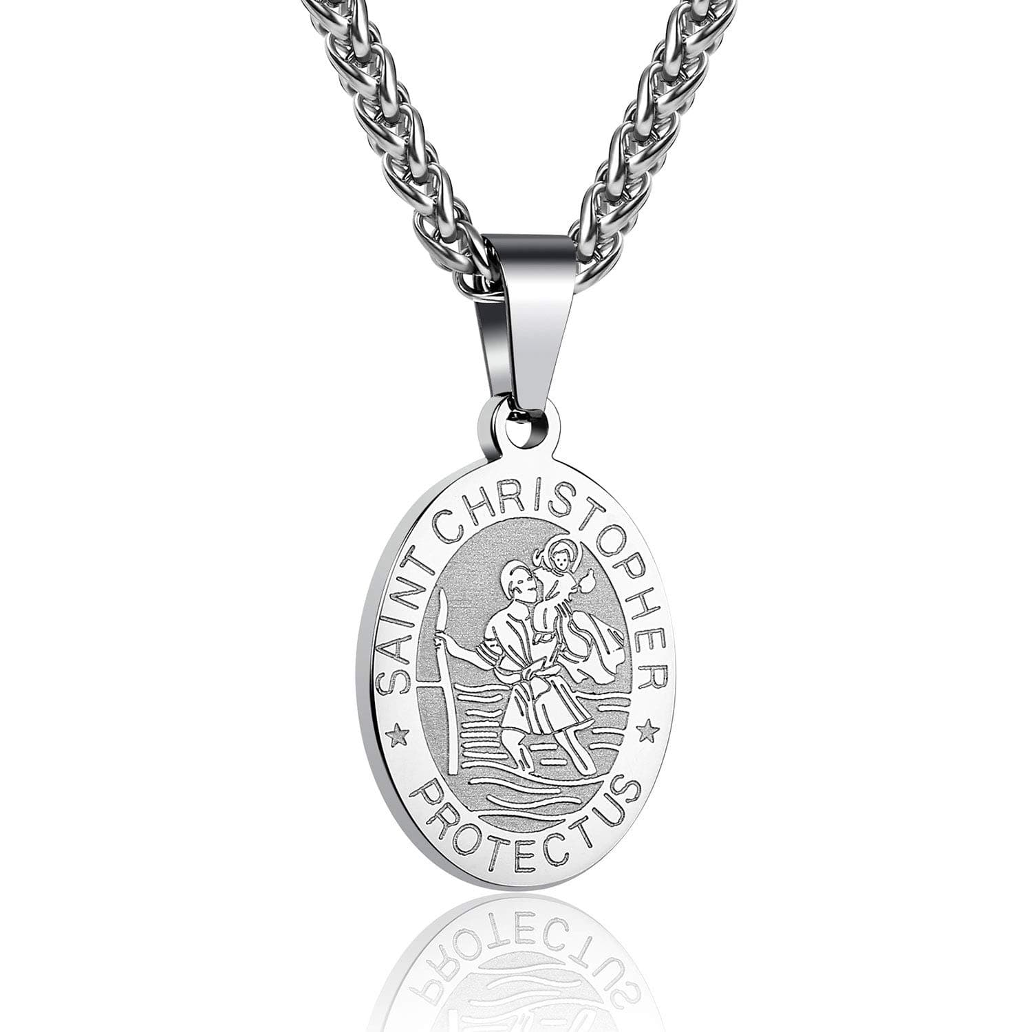 Saint St Michael/Christopher/Jude/Benedict/Joseph/Anthony Medal Necklace for Men Boys 24 In Religious gifts