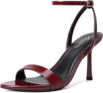 Mostrin Heels for Women Strappy Lace Up Ankle Strap Heels Pointed Open Toe Stiletto High Heeled Sandals for Prom, Party, Daily