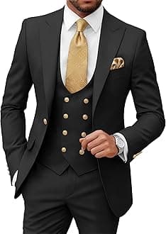 Mens 3 Piece Suits Slim Fit Suits for Men Double Breasted Suit Mens Blazer Vest Pants for Men Wedding Prom