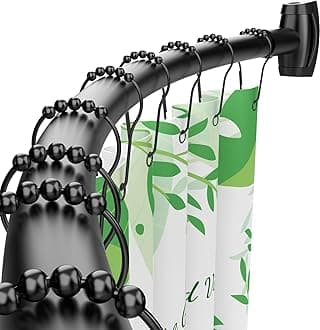 Bonpally Curved Shower Curtain Rod for Bathroom, 40-72 Inches Adjustable Curved Shower Rod, 0.9MM Aluminum Shower Curtain Rod with Rotating Brackets for Extra Shower Space, Need to Drill, Black