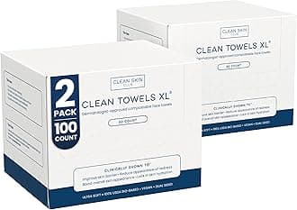 Clean Skin Club Clean Towels XL | World's 1ST Biodegradable Face Towel | Disposable Makeup Removing Wipes | Dermatology Tested & Approved | Organic & Cruelty Free | For Sensitive Skin (2 Pack | 100CT)