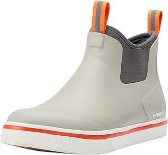 HISEAMen's Deck Boots Salt Water Fishing Boots Waterproof Ankle Rain Boots with High Traction