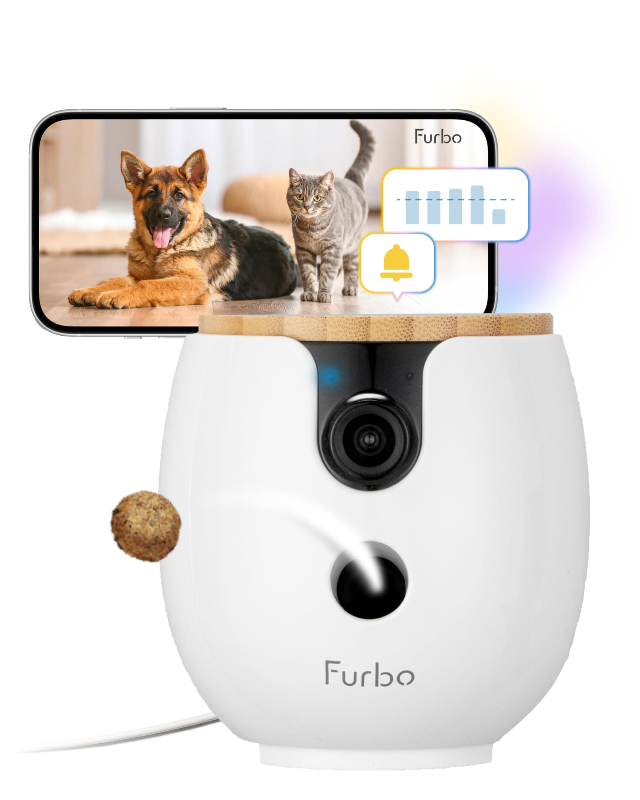 Furbo Mini 360° Pet Camera [SUBSCRIPTION PURCHASE REQUIRED] – Smart Pet Camera & Treat Dispenser, 1080p HD, 2-Way Audio & Night Vision, Home Security, Dog & Cat Monitor (3-Month Commitment to Unlock)