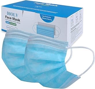 DIOLV 50 Pcs Disposable Face Mask 3 Layer Protective Masks Blue