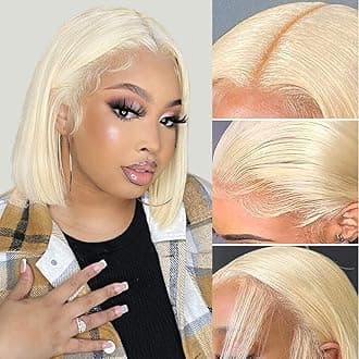 Blonde Lace Front Wigs Human Hair 13x4 180 Density Straight Lace Frontal Wig Human Hair Pre Plucked With Baby Hair HD Lace Front Wigs Human Hair For Women(10inch)