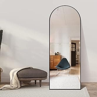 Wall Mirror Full Length with Standing, Black Arched Mirror,60''x20'', Large Floor Mirror with Aluminum Alloy Frame for Door Bedroom Bathroom Living Room (60x20-Black)