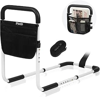 Bed Rails for Elderly Adults, Adjustable Bed Assist Bar for Seniors, Medical Bed Safety Rail with Storage Bag and Fixing Strap, Portable Bed Cane Fit King, Queen, Full, Twin, Medium, Black