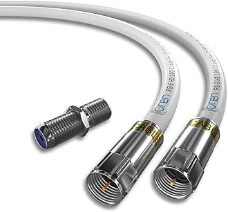 Sponsored Ad – Oren Coaxial Cable 2m RG6 HD103 A++ Trishield – White - with Cabelcon Connectors and Adapter – Weatherproof – for Satellite and Digital TV, Aerial, Broadband, and High Speed Internet Connections