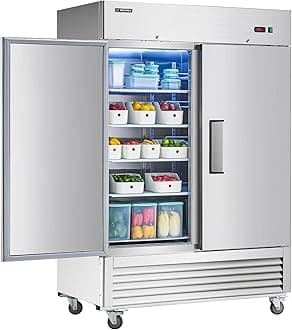 Wilprep Commercial Refrigerator, 54" 2 Solid Door Commercial Fridge with 42 cu. ft. Cap, Reach in Side by Side Refrigerator with Air Cooling Adjustable Shelves for Restaurant Kitchen