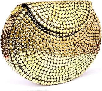 Shakuntala Vintage Clutch - Metal Mosaic Stone & Shell Design Purse - Handmade Women's Handbag