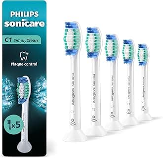 SONICARE Genuine Philips Simply Clean Replacement Toothbrush Heads, 5 Pack, HX6015/03