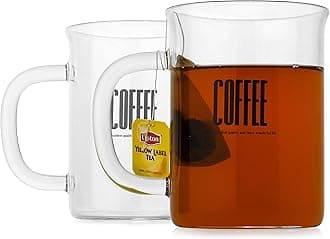 2pcs Set Glass Coffee Mugs 15oz Bell Mouth Glass Coffee Cups Clear Large Tea Cups,Cute Coffee Bar Accessories,Iced Coffee Glasses,Lead-Free Glass Cups for Water,Latte,Milk-Flat Bottomed Design