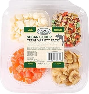 Sugar Glider Treat Variety Pack (9.5 oz.) - Healthy Natural Sugar Glider Treat Assortment - Yogurt Drops, Crunchez Berry Blend, Dried Papaya, Dried Pineapple - Sampler Variety Value Package