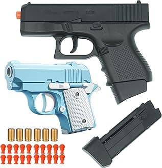 Dreamplay Shell Ejecting Toy Gun, 1 Fidget Toy Gun and 1 Realistic Shell Ejecting Toy Pistol Automatic Pull Back Action Shooting Games Education Model Toy for Kids Gifts