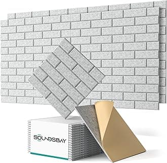 Soundproof Wall Panels Self-adhesive, 18 Pack Acoustic Panels Sound Absorbing Panel High Density Brick Wall Panel for Walls, Office,Reccording Studio, Ceiling 12" X 12" X 0.4" Gray