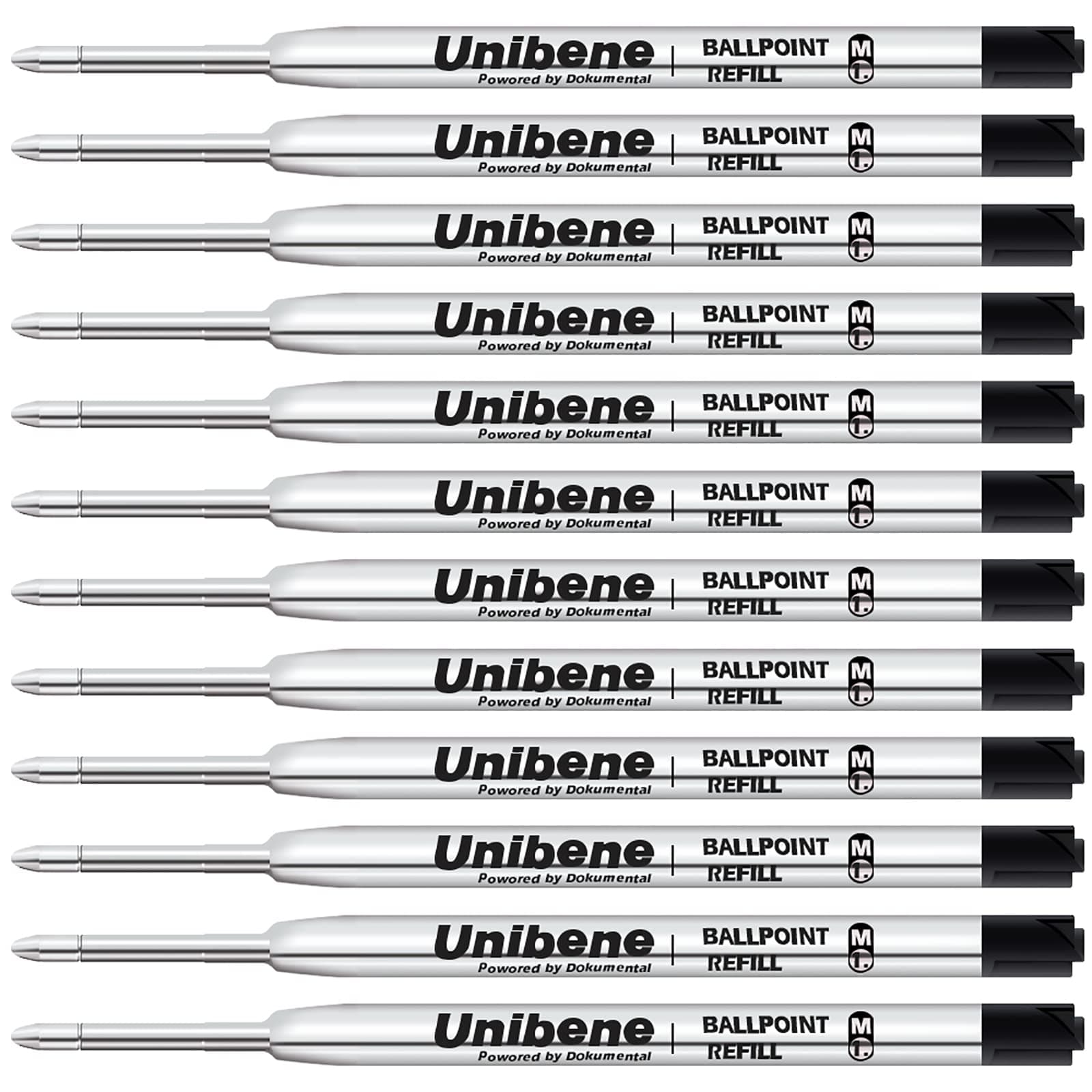 Parker Compatible Ballpoint Refills 12 Pack,1.0mm Medium Point-Black, Smooth Writing Replaceable German Ink Tactical Pen Refills for Parker Ballpoint/UZI Pen