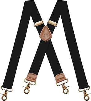 Mens Braces for Trousers with Strong 4 Hook-Clips, Vintage Suspenders Braces for Men & Women Heavy Duty Elastic Adjustable X Shape