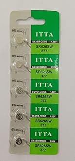 PPI (Pack of 5) Watch Batteries SR626SW 377 1.55V Silver Oxide Battery Button Cell Universal for Watch Battery Replacement