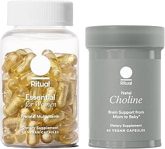 Mom-to-Baby Set with Prenatal Vitamins and Natal Choline Supplements, Supports Pregnancy, Baby's Cognitive Function, Fetal Brain Development, 30 Day Supply