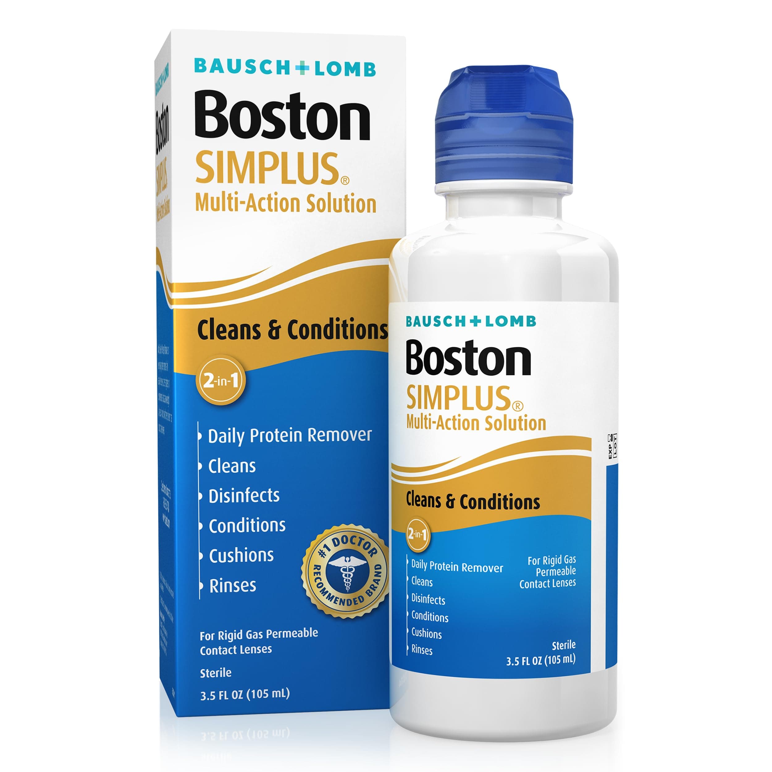 Boston SIMPLUS Multi-Action Solution, Cleans & Conditions Rigid Gas Permeable (RGP) Lens, Daily Protein Remover, 3.5 Fl Oz