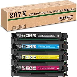 Compatible W2210X W2211X W2213X W2212X 207X High-Capacity Toner Cartridge, Works for HP M255dw M255nw MFPM282nw MFPM283fdn MFPM283fdw Printers 4color