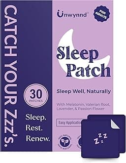 Sleep Patches For Adults | Plant-Based Melatonin 5mg For Deep Sleep & Stress Relief With L-Theanine, Valerian Root, Lavender | Skin-Friendly, Easy-Use, & 8-Hour Sleep Aid | 30 Patches