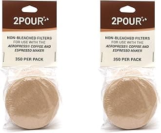 700x (2 Packs) Reusable Replacement Paper Filters Compatible With The Aeropress® Coffee Maker/Aeropress® Go - Vegan Non Bleached Natural - 2POUR®.