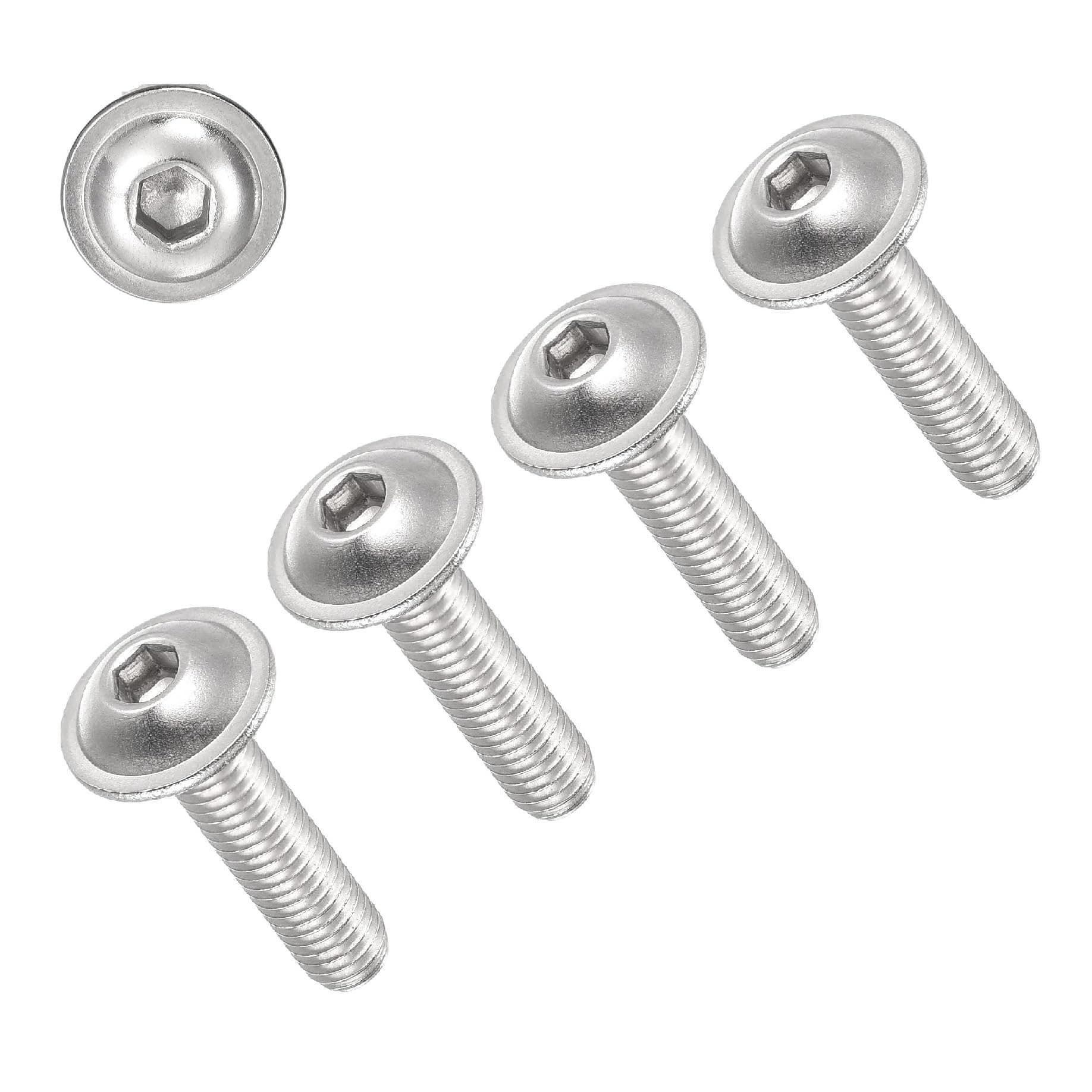 TERF® M8 X 25mm Flange Hex Socket Cap Button Head Machine Screws High Tensile Grade 10.9 Machine Screw M8 (8mm) X 25mm Allen Key Hexagonal Flange Socket Bolts - Pack of 4
