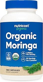 Nutricost Moringa Capsules 500mg, 180 Capsules (90 Servings) - Vegetarian Capsules, Non-GMO, Gluten Free