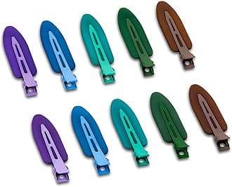 10 Pcs Creaseless No Crease No Bend Flat Hair Clips For Styling Non Slip Makeup Clips For Women Salon Hairstyle,Matte Brown Dark Blue Purple Green