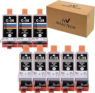 Compatible Ink Cartridges Replacement for Canon PGI-35 (Black) and PGI-36(Color) Work for pixma ip110 ip100 tr150 mini260 mini320 (Black - 5 nos and Tricolor - 3 nos, 8-Pack)