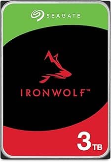 Seagate IronWolf 3TB NAS Internal Hard Drive HDD – CMR 3.5 Inch SATA 6Gb/s 5900 RPM 64MB Cache for RAID Network Attached Storage, Rescue Services – Frustration Free Packaging (ST3000VZ007)