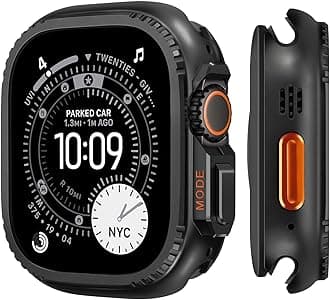 Metal Cases Compatible with Apple Watch Ultra 3/2/1 49mm Case, 2 in 1 Stainless Steel Protective Cover Rugged Bumper with Back Frame for iWatch Ultra 49mm, Black
