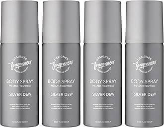 4 Pack Silver Dew Men's Body Spray Deodorant Cans - For Instant Freshness on The Go - Long Lasting Smell - Great Male Gift Sets - 150ml