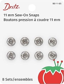 Dritz 80-1-65 Sew-On Snaps, Nickel-Plated Brass, Size 1 8-Count